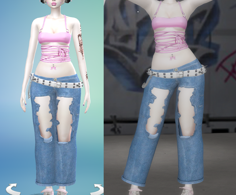 超激安 ꒰ྀི Set Pocket Milk • Patreon | Belt and Top Jeans, - ꒱ྀི • · 小物