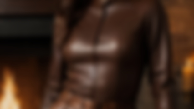 Brown leather blouse and brown leather pants