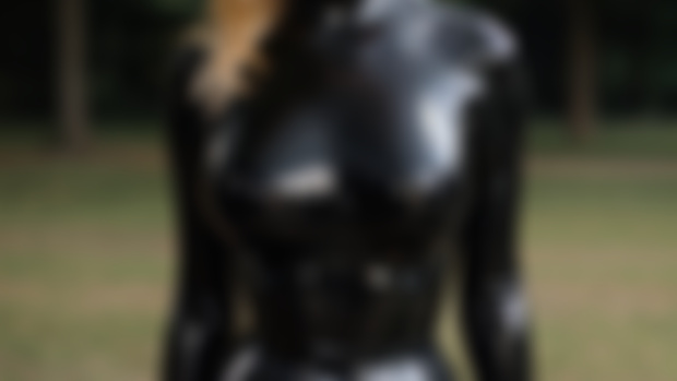 Black latex dress and black latex corset