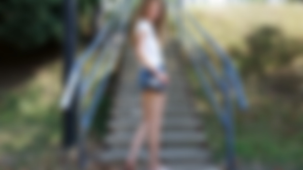 Foot tease on the stairs