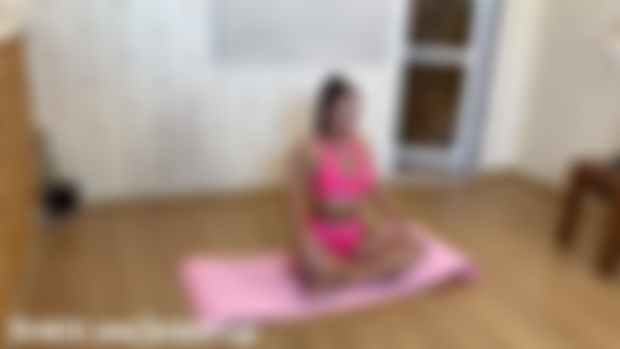 Yoga in a pink bikini $30