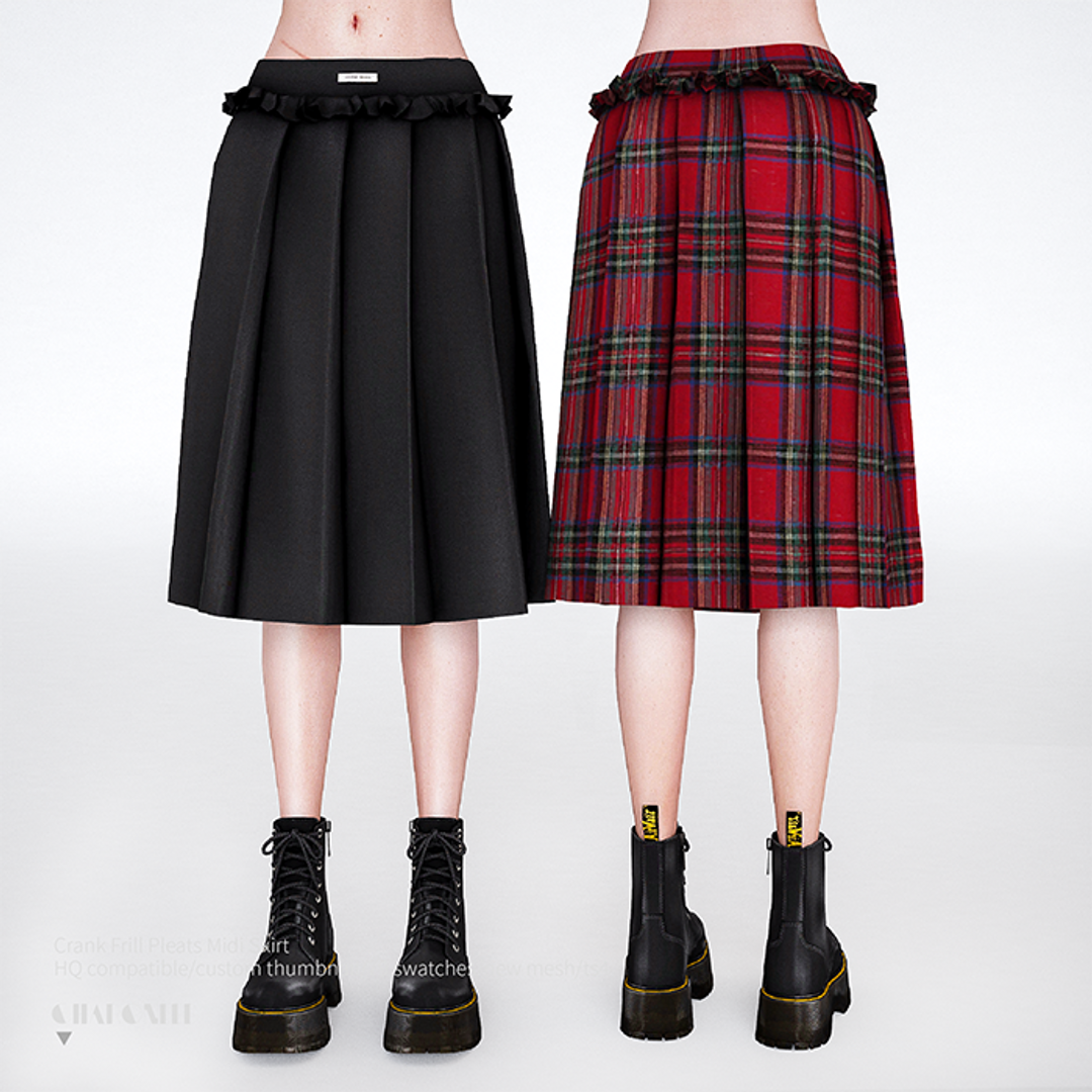 スカート CRANK Frill pleated midi skirt MUSINSA | CRANK Frill pleated midi skirt_dark navy