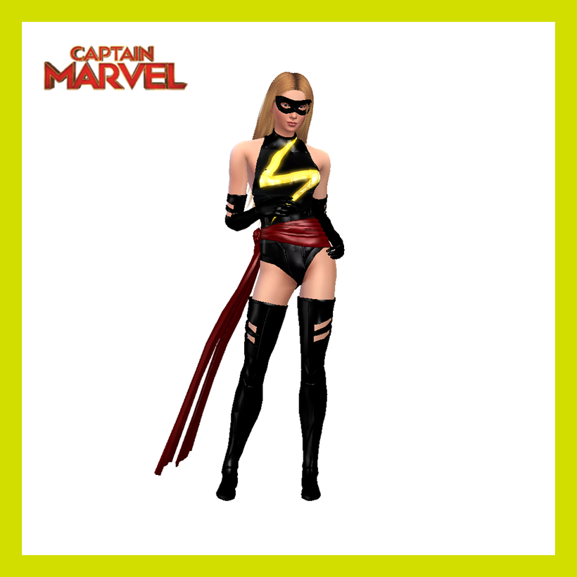 Ms. Marvel Black Suit (Captain Marvel) Sims 4 Outfit CC | Patreon
