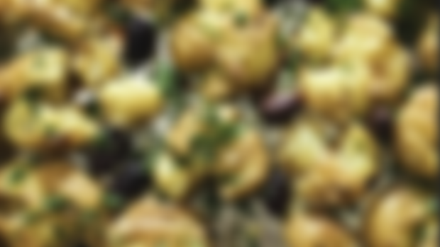 holly-day sides: smashed potatoes with olives
