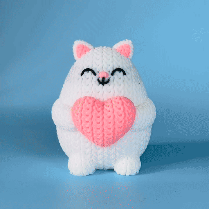 Valentine Cat Crochet - Knitted - Multicolor 3D Printing