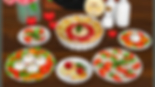Baked camembert, burrata and caprese salad