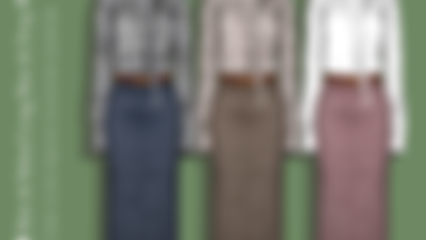 [RIMINGS] Strap Plaid Shirt & Belted Long Skirt & Earring (Early Access)