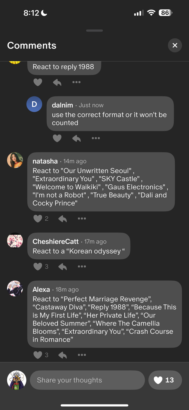 Suggestion format