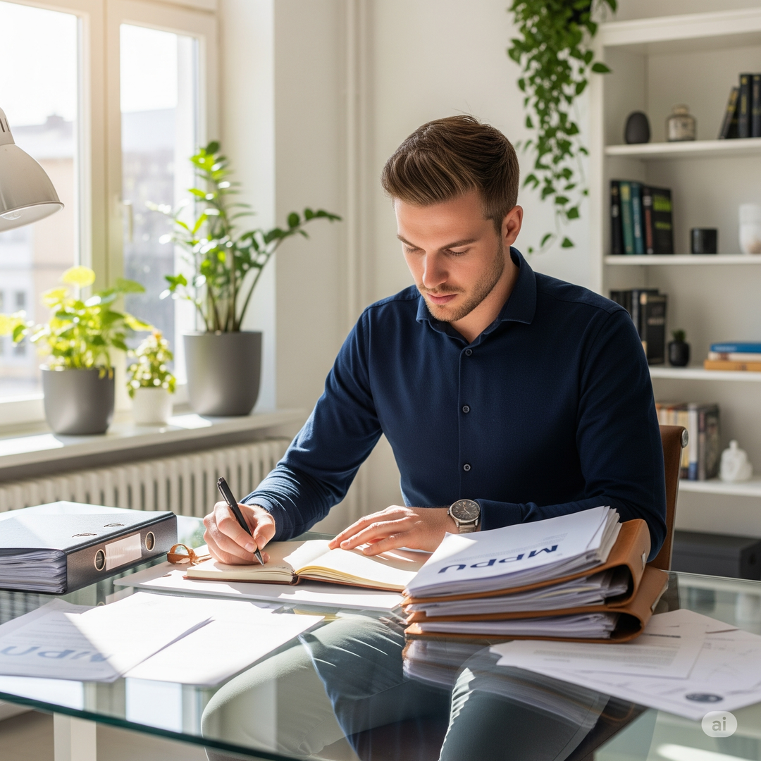 Man reading MPU result letter at home