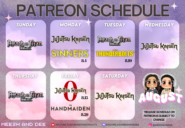 AUGUST SCHEDULE IS HERE ❤️‍🔥
