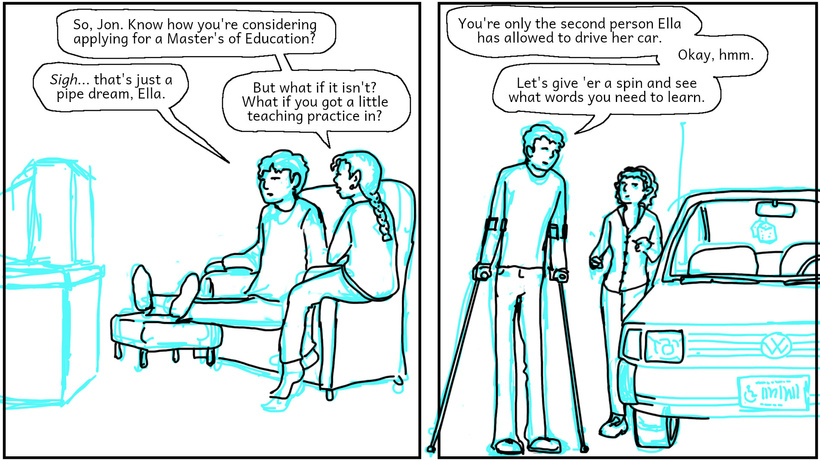 Ella passes on the responsibility of educating Cathy in getting her drivers license