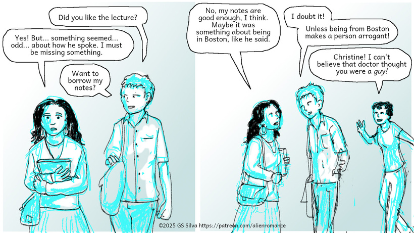 Christine and Priyanka puzzle over the lecturers weird way of addressing them