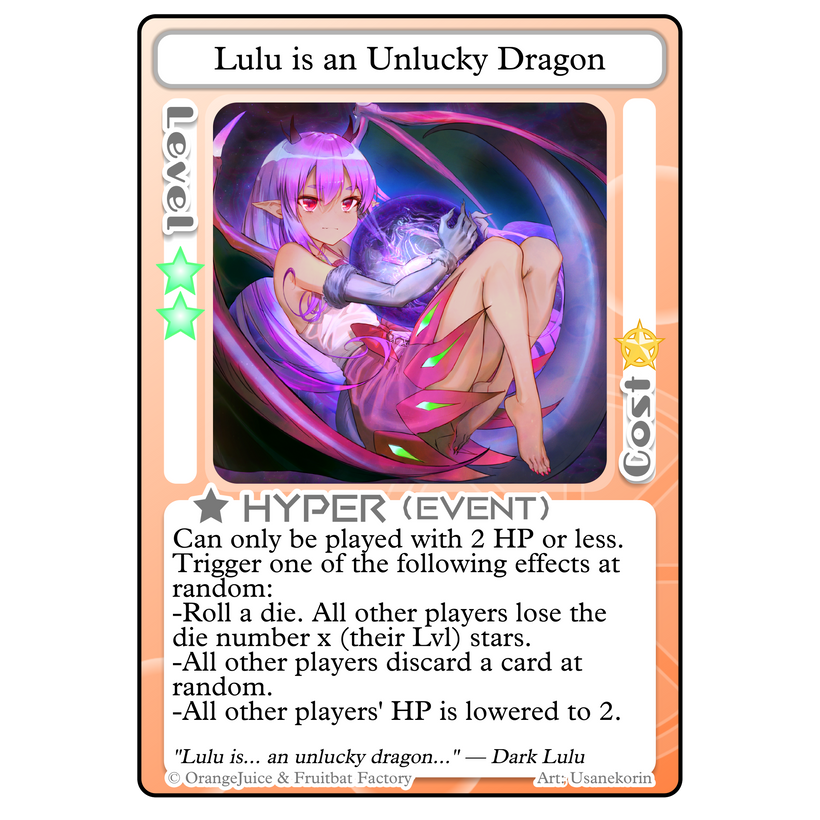 Lulu is an Unlucky Dragon as rendered with the new system