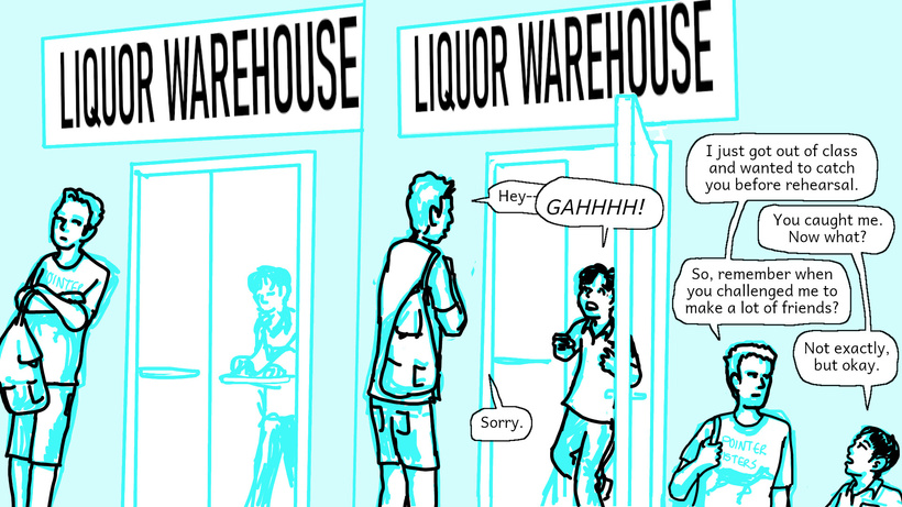 Ren waits outside Maurices workplace to ambush him