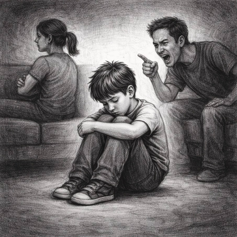 dieta-sedi-zlomene-na-zemi-zatial-co-otec-agresivne-krici-a-matka-sa-navonok-pokojne-odvracia-no-emocne-dieta-opusta-a-manipuluje-pocit-zrady-zmatku-a-neviditelneho-nasilia