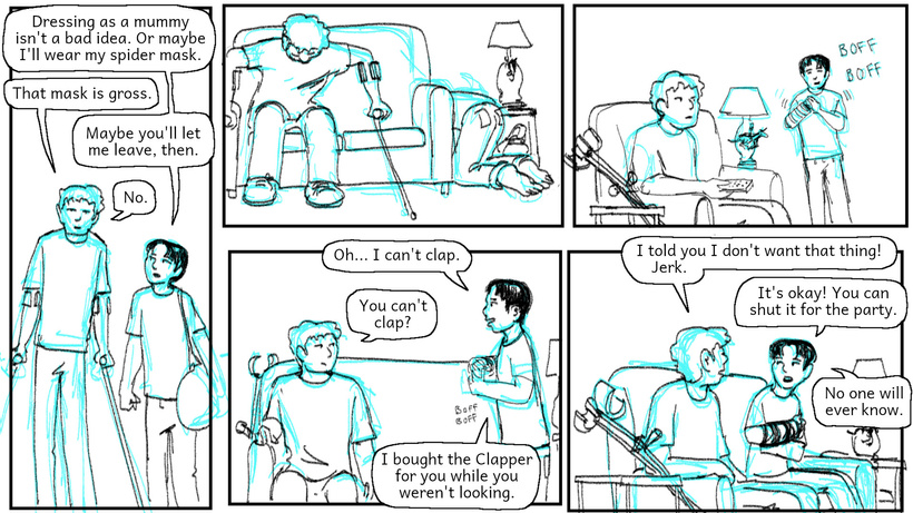 Maurice cant clap with the arm brace on he only goes boff boff