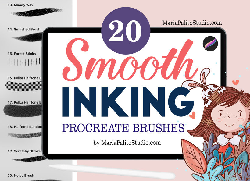 Smooth Inking Procreate Brushes – Lineart and Outline Drawing Brushes