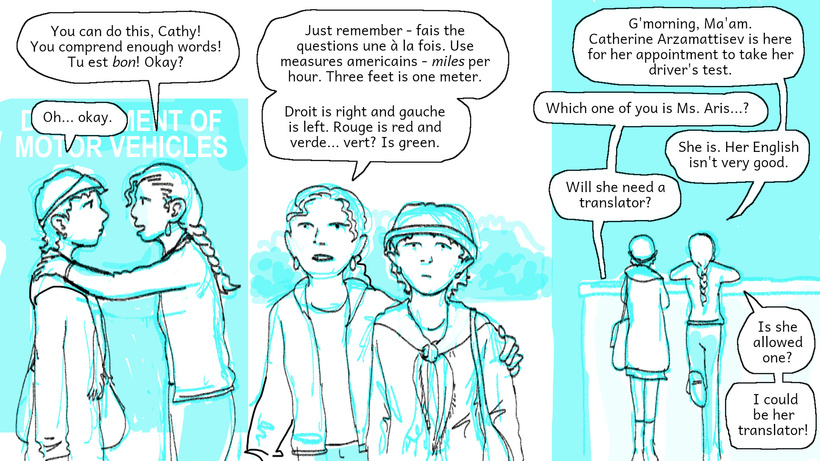 Cathy and Ella at the DMV getting Cathys license