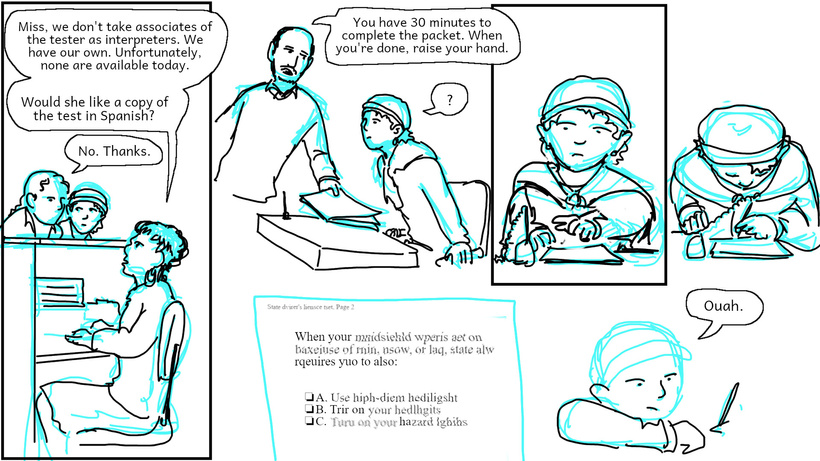 Cathy takes the written drivers license exam