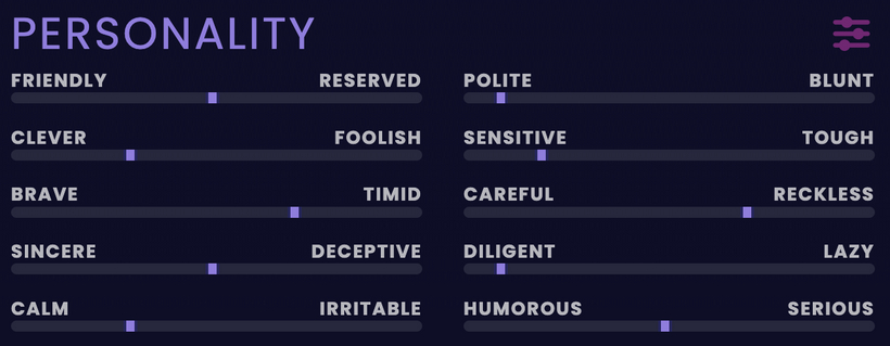 personality sliders