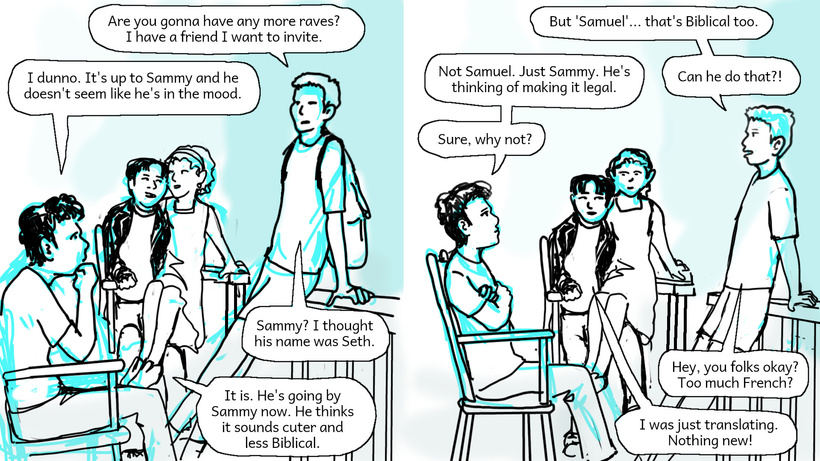 Owen and Ren talk about Sammy whose name is actually Seth but he is thinking of changing it and Ren is intrigued by this idea