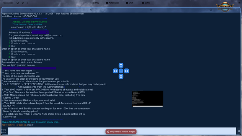 MUDly showing drag and drop UI layout framework