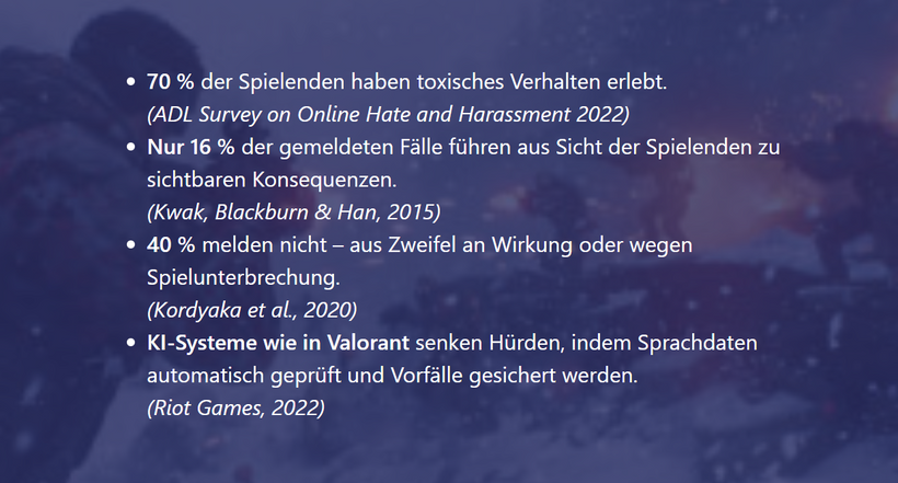 Übersichtsgrafik mit Fakten zu Toxizität und Reportverhalten
