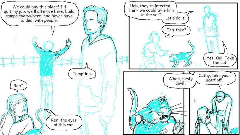 Cathy notices that one of the barn cats is in distress