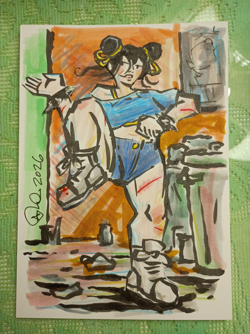 A drawing of Chun Li from Street Fighter