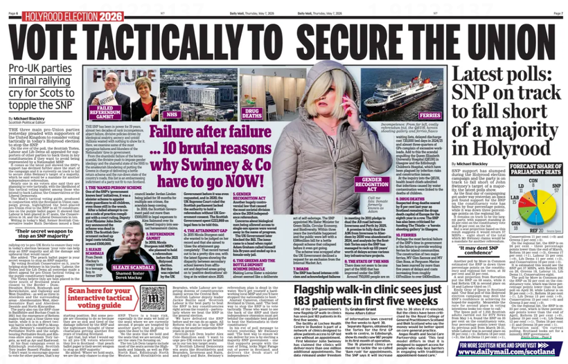 Scottish Daily Mail double page spread featuring giant image of Isla Bryson