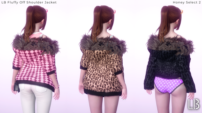 Fluffy Off Shoulder Jacket Back View