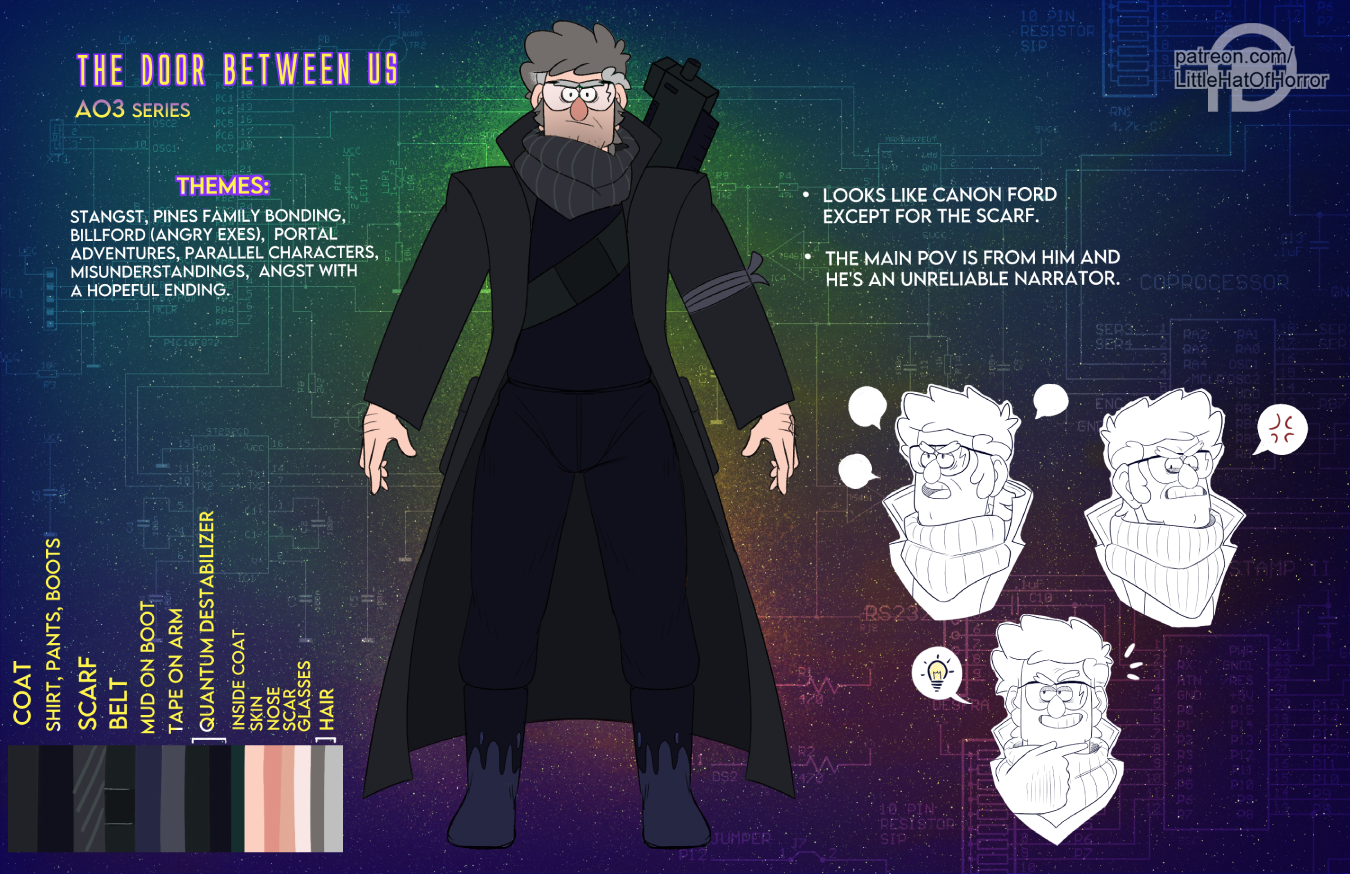 Reference sheet of Ford Pines from the story TDBU