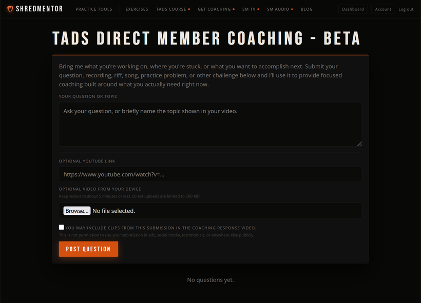 Click here to add questions/video for Direct Member Coaching