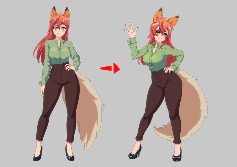 Comparison of how Blossom looks before and after