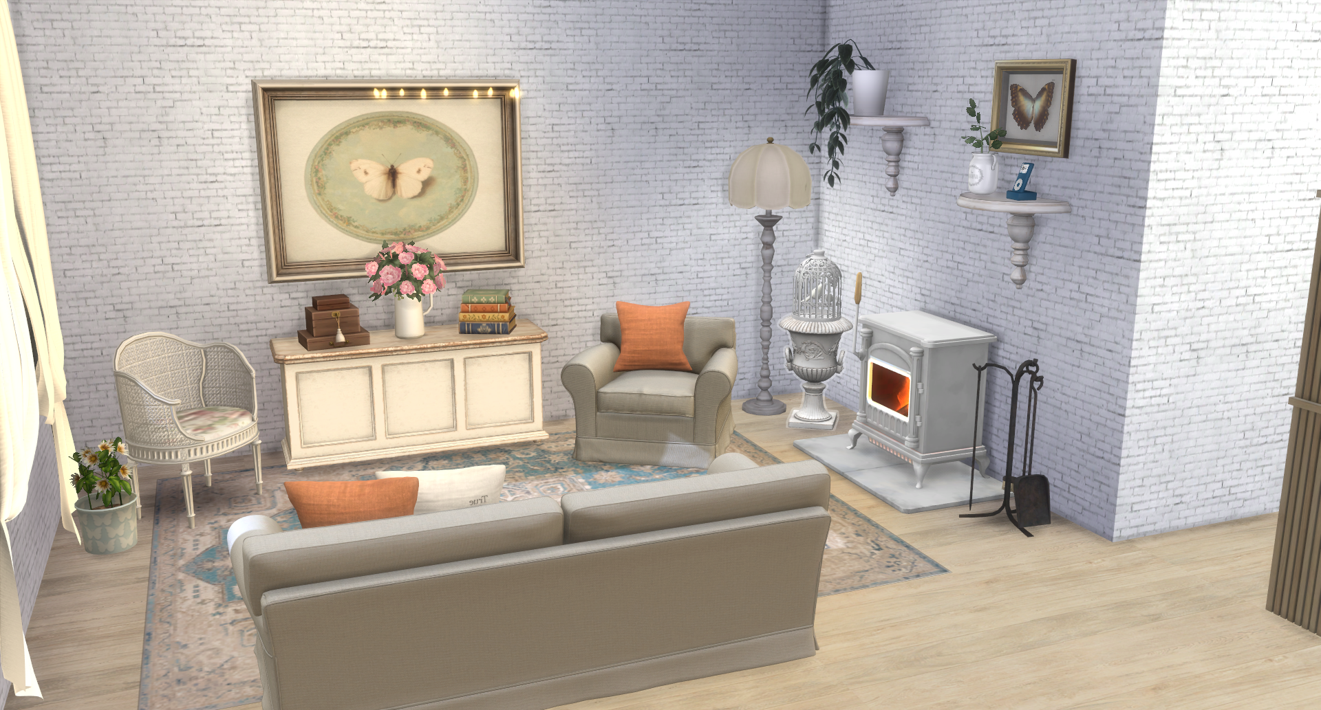 The Sims 4 Stonestreet Apartment 3 shabby chic living room renovation
