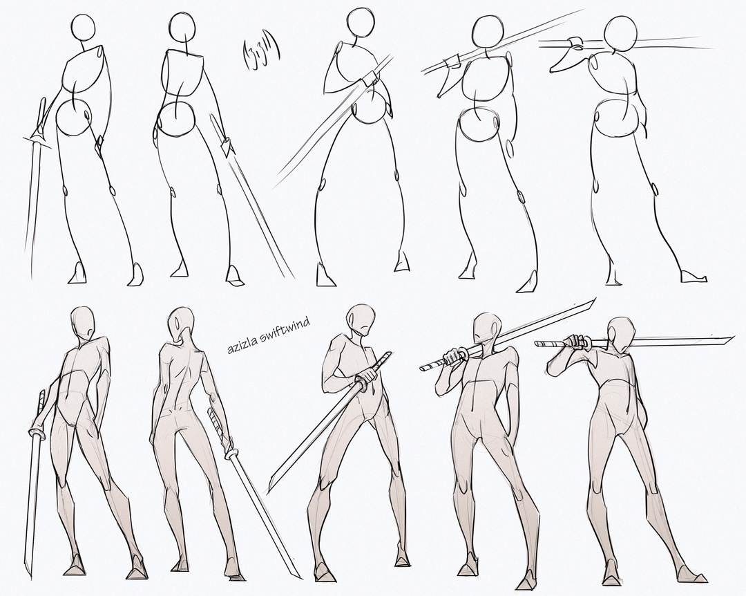 Swordsman Poses Pack | Patreon, image size:1080x862