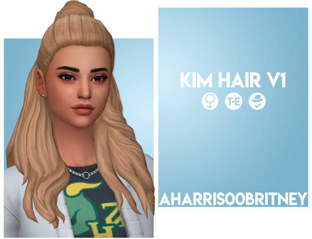 Kim Hair V1 custom content (CC) for Sims 4 by aharris00britney