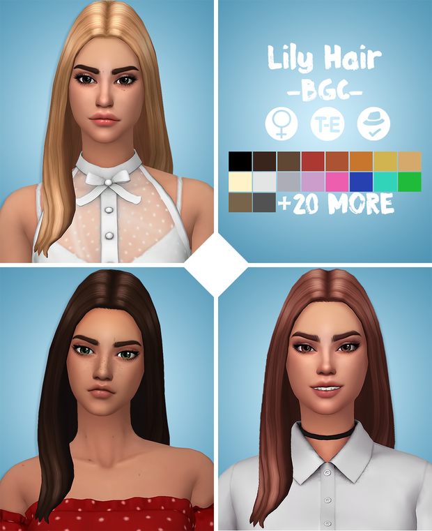 Lily Hair custom content (CC) for Sims 4 by aharris00britney