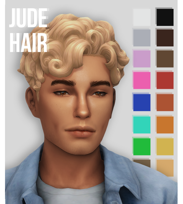 Jude Hair custom content (CC) for Sims 4 by okruee