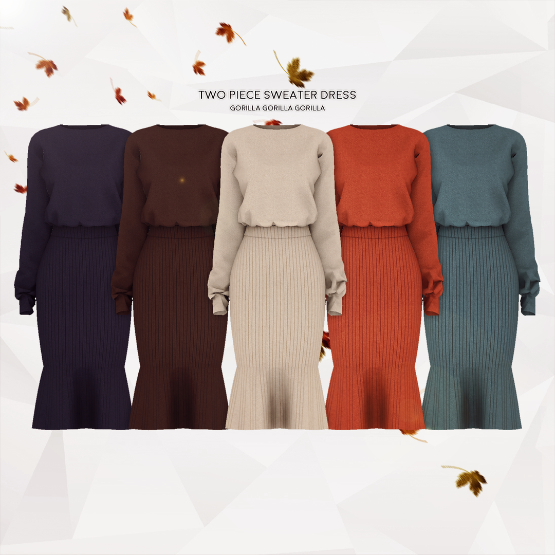 gorilla gorilla gorilla long gown dress Two Piece Sweater Dress