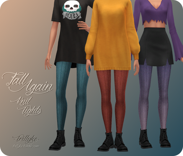 Fall Again Knit Tights custom content (CC) for Sims 4 by trillyke