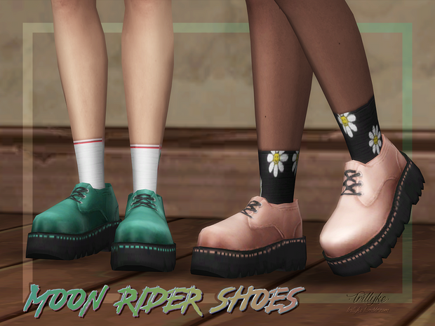 Moon Rider Shoes & Uno Socks custom content (CC) for Sims 4 by trillyke