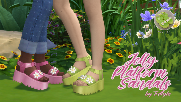 Jelly Platform Sandals custom content (CC) for Sims 4 by trillyke