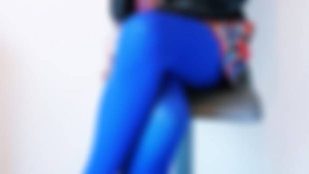 Blue colored pantyhose.
