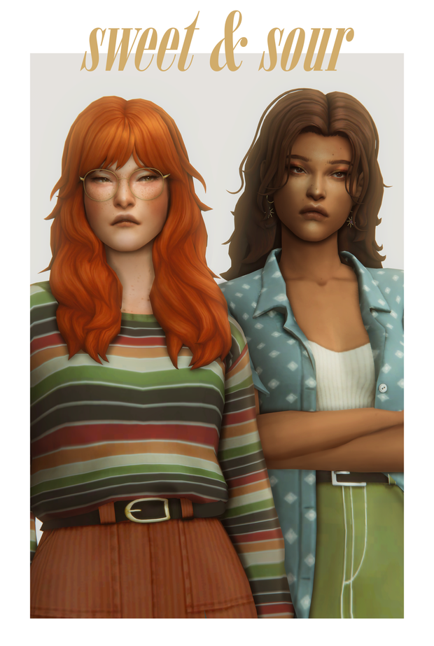«sweet & sour» hairs custom content (CC) for Sims 4 by clumsyalien