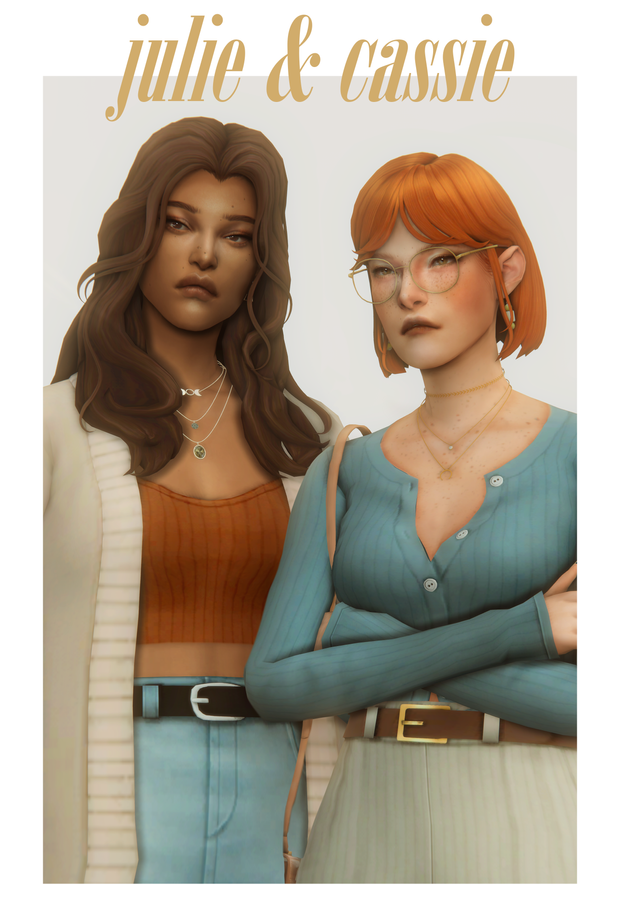 «julie & cassie» hairs custom content (CC) for Sims 4 by clumsyalien