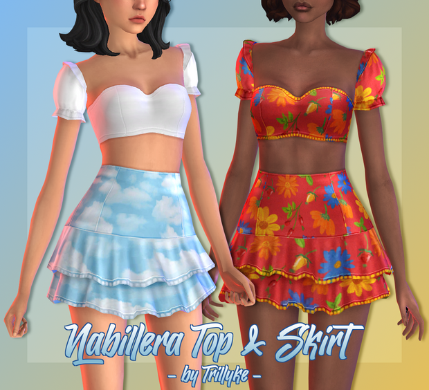 Nabillera Top & Skirt custom content (CC) for Sims 4 by trillyke