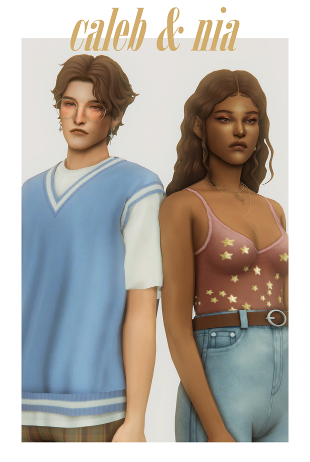«caleb & nia» hairs custom content (CC) for Sims 4 by clumsyalien