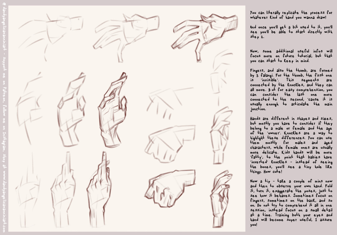 How to draw Hands - Base Tutorial | Patreon, image size:1080x753