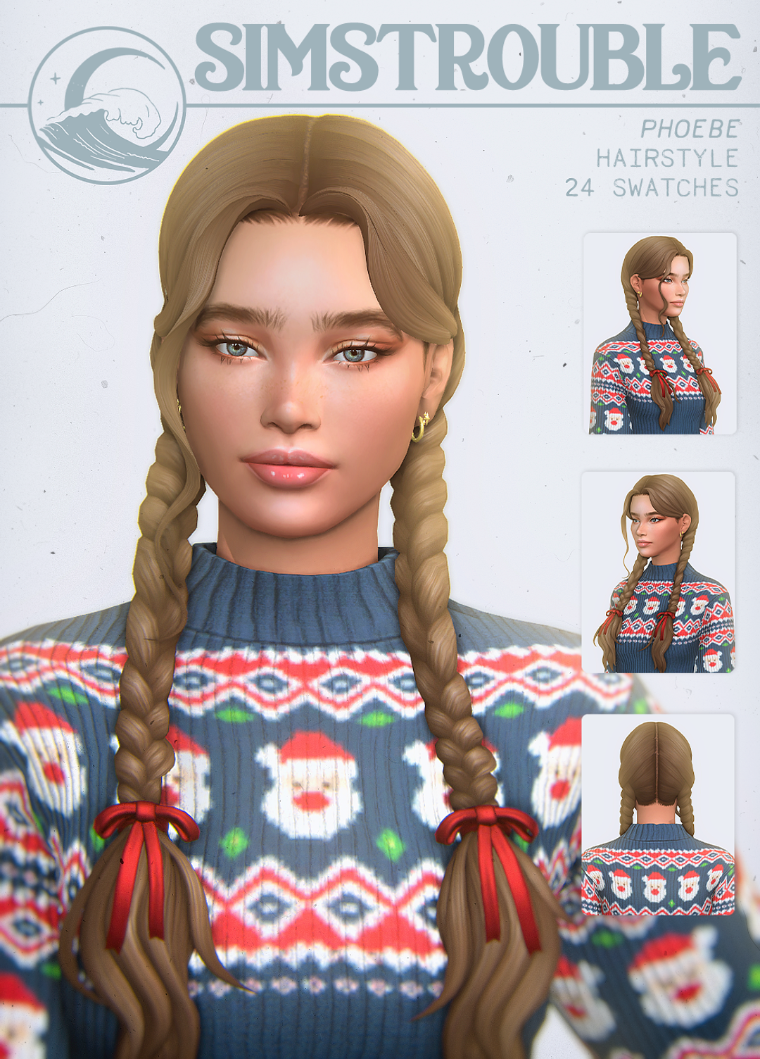 Phoebe Hairstyle (4 Versions) by simstrouble | Patreon
